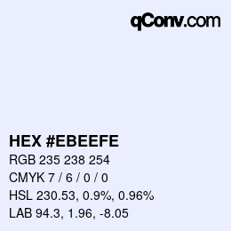Color code: HEX #EBEEFE | qconv.com