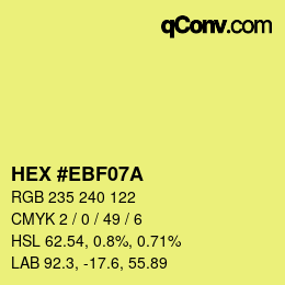 カラーコード: HEX #EBF07A | qconv.com