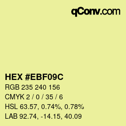 颜色代码: HEX #EBF09C | qconv.com