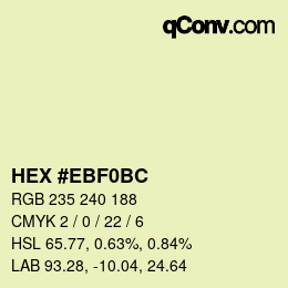 Farbcode: HEX #EBF0BC | qconv.com