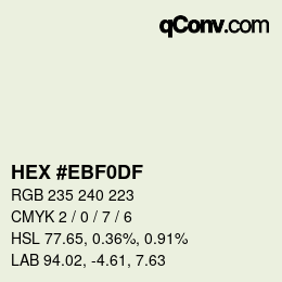 Color code: HEX #EBF0DF | qconv.com