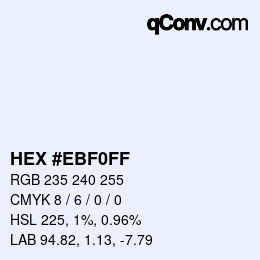 Farbcode: HEX #EBF0FF | qconv.com