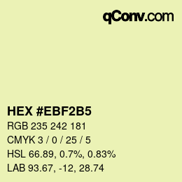 Color code: HEX #EBF2B5 | qconv.com