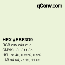 Color code: HEX #EBF3D9 | qconv.com
