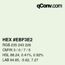 Farbcode: HEX #EBF3E2 | qconv.com