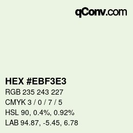 Color code: HEX #EBF3E3 | qconv.com