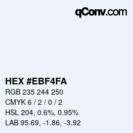 颜色代码: HEX #EBF4FA | qconv.com