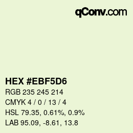 Color code: HEX #EBF5D6 | qconv.com