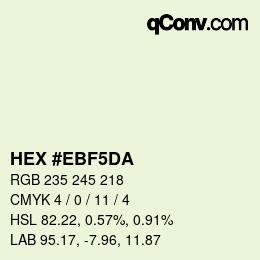 Código de color: HEX #EBF5DA | qconv.com