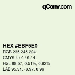 Color code: HEX #EBF5E0 | qconv.com