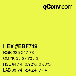 Farbcode: HEX #EBF749 | qconv.com