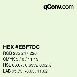 Color code: HEX #EBF7DC | qconv.com