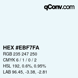 Farbcode: HEX #EBF7FA | qconv.com