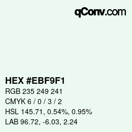Color code: HEX #EBF9F1 | qconv.com