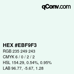Color code: HEX #EBF9F3 | qconv.com
