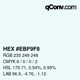 Color code: HEX #EBF9F8 | qconv.com