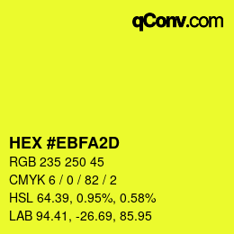 Color code: HEX #EBFA2D | qconv.com