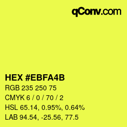 Color code: HEX #EBFA4B | qconv.com