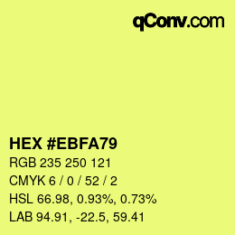 Color code: HEX #EBFA79 | qconv.com
