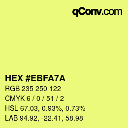 Color code: HEX #EBFA7A | qconv.com