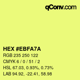 カラーコード: HEX #EBFA7A | qconv.com
