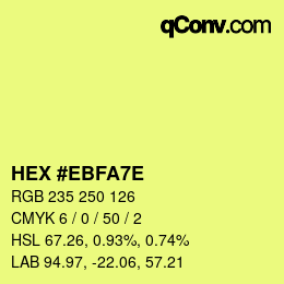 Código de color: HEX #EBFA7E | qconv.com
