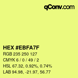 Color code: HEX #EBFA7F | qconv.com