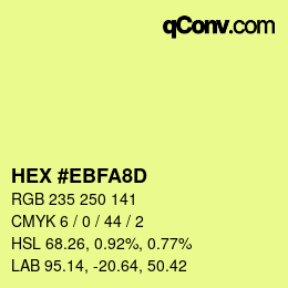 Color code: HEX #EBFA8D | qconv.com