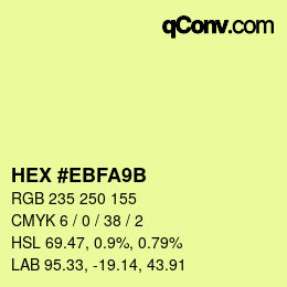 Color code: HEX #EBFA9B | qconv.com