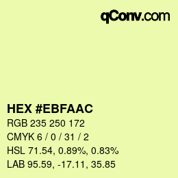 Color code: HEX #EBFAAC | qconv.com