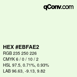 Color code: HEX #EBFAE2 | qconv.com