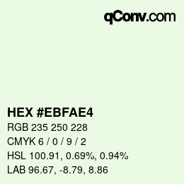 Color code: HEX #EBFAE4 | qconv.com