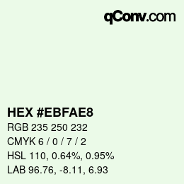 Color code: HEX #EBFAE8 | qconv.com