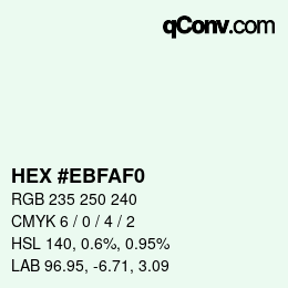 Color code: HEX #EBFAF0 | qconv.com