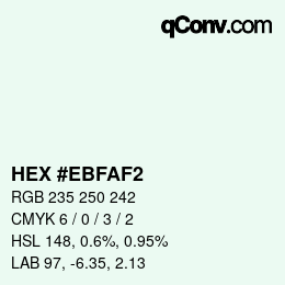 Color code: HEX #EBFAF2 | qconv.com