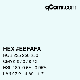 Color code: HEX #EBFAFA | qconv.com