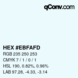 Color code: HEX #EBFAFD | qconv.com