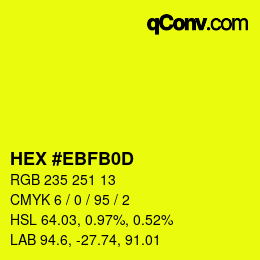 Color code: HEX #EBFB0D | qconv.com