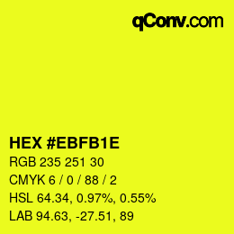 Color code: HEX #EBFB1E | qconv.com