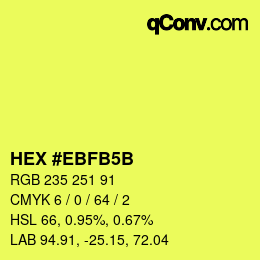 Color code: HEX #EBFB5B | qconv.com