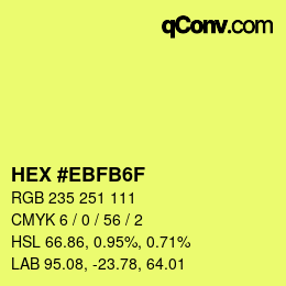 Color code: HEX #EBFB6F | qconv.com