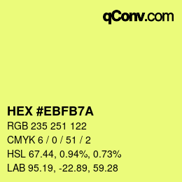 カラーコード: HEX #EBFB7A | qconv.com
