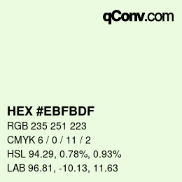 Color code: HEX #EBFBDF | qconv.com