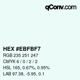 Color code: HEX #EBFBF7 | qconv.com