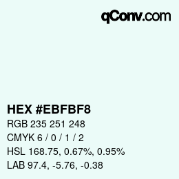 Color code: HEX #EBFBF8 | qconv.com