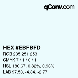 Color code: HEX #EBFBFD | qconv.com