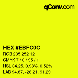 Farbcode: HEX #EBFC0C | qconv.com