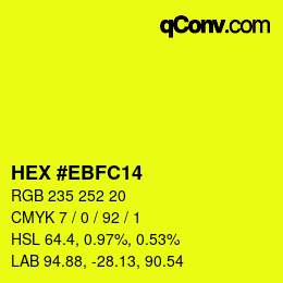 Color code: HEX #EBFC14 | qconv.com
