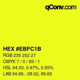 Color code: HEX #EBFC1B | qconv.com
