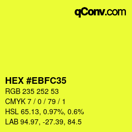 Color code: HEX #EBFC35 | qconv.com